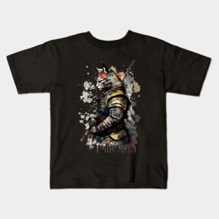 Painting of a Samurai Cat Kids T-Shirt